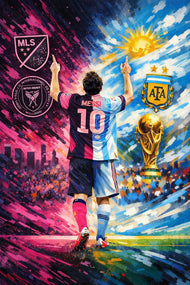 Lionel Messi Inter Miami x Argentina World Cup Wall Art Poster | Portrait