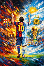 Lionel Messi FC Barcelona x Argentina World Cup Wall Art Poster | Portrait
