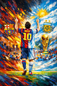 Lionel Messi FC Barcelona x Argentina World Cup Wall Art Poster | Portrait