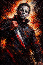 Michael Myers Halloween Horror Abstract Wall Art Poster | Portrait