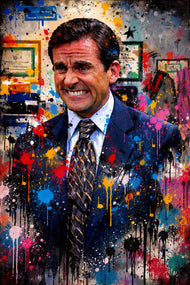 Michael Scott The Office Cringe Paint Splatter Wall Art Poster | Portrait