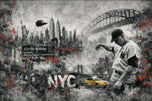 Bronx Bombers Legend Micky Mantle Wall Art Poster | Landscape
