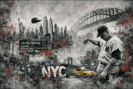 Bronx Bombers Legend Micky Mantle Wall Art Poster | Landscape