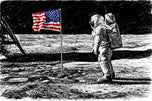One Giant Leap - Moon Landing Ink Style Wall Art
