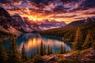 Moraine Lake Banff Sunset Over Vast Wilderness Wall Art Poster | Landscape