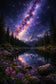 Mountain Lake Night Sky Wall Art Poster | Portrait