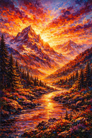 Mountain Nature Sunset Scene Wall Art Poster | Portrait