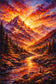 Mountain Nature Sunset Scene Wall Art Poster | Portrait