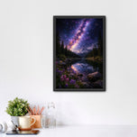 Mountain Lake Night Sky Wall Art Poster | Portrait