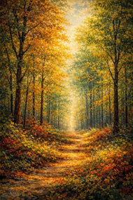 Nature Forest Scene Painted Style Wall Art Poster | Portrait
