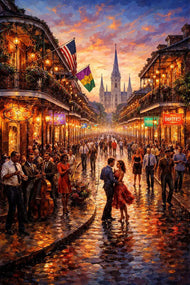 Bourbon Street New Orleans City Life Wall Art Poster | Portrait