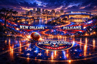 New Orleans Pelicans NBA City Skyline Wall Art Poster | Landscape