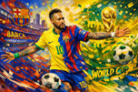 Neymar Soccer World Cup Barcelona x Brazil Wall Art Poster | Landscape