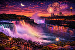 Niagara Falls Illuminated Twilight Wall Art Poster | Landscape