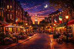 Boston North End City Life Wall Art Poster | Landscape