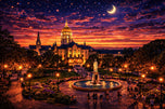 Notre Dame College Campus at Twilight Wall Art Poster | Landscape