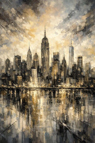 New York City Abstract Painted Style Wall Art Poster | Portrait