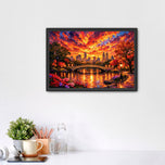 Central Park New York Sunset Blaze Wall Art Poster | Landscape