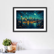 Midnight Over Manhattan - NYC Midnight City Life Wall Art