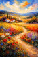Farm Life Scenic Meadow Painting Style Wall Art Poster | Portrait