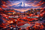 Portland Trail Blazers Skyline Wall Art Poster | Landscape