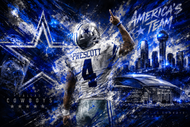 Dak Prescott Dallas Cowboys Cityscape Wall Art Poster | Landscape