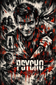 Psycho 1960 Cinematic Horror Wall Art Poster | Portrait