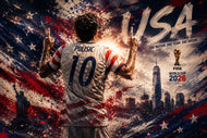 Christian Pulisic USA World Cup Skyline Wall Art Poster | Landscape