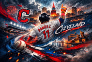 Jose Ramirez Cleveland Guardians MLB Wall Art Poster | Landscape