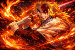 Rengoku Flame Breathing Demon Slayer Anime Wall Art Poster | Landscape