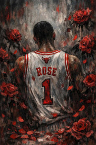 Derrick Rose Chicago Bulls NBA Painting Style Wall Art Poster | Portrait