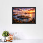 Golden Gate Bridge - Sunset Over Alcatraz Wall Art Poster | Landscape