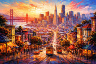 San Francisco California Painting Style Wall Art Poster | Landscape