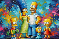 Simpsons Family Abstract Wall Art Poster | Landscape