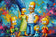 Simpsons Family Abstract Wall Art Poster | Landscape