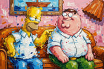 Homer and Peter Family Guy x The Simpsons Wall Art Poster | Landscape
