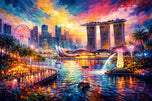Singapore Vibrant Painting Style Wall Art Poster | Landscape