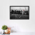 Horror Icons x Lunch atop a Skyscraper Wall Art Poster | Landscape