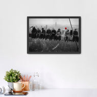 Horror Icons x Lunch atop a Skyscraper Wall Art Poster | Landscape