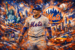 Juan Soto New York Mets MLB Skyline Wall Art Poster | Landscape