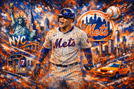 Juan Soto New York Mets MLB Skyline Wall Art Poster | Landscape