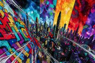 Spiderman Graffiti Comic Style Cityscape Wall Art Poster | Landscape