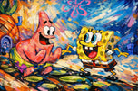 Spongebob x Patrick Painting Style Wall Art Poster | Landscape