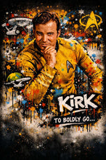 Captain Kirk Star Trek Paint Splatter Wall Art Poster | Portrait