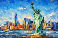 Statue of Liberty NYC Painting Style Wall Art Poster | Landscape