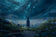 Stormwatch Girl – City Beneath a Violent Sky | Landscape