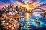 Sydney Australia Painting Style Wall Art Poster | Landscape
