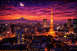 Tokyo City After Dark Wall Art Poster | Landscape