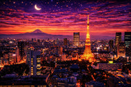Tokyo City After Dark Wall Art Poster | Landscape