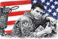 Top Gun Maverick Cinematic Sketch Wall Art Poster | Landscape